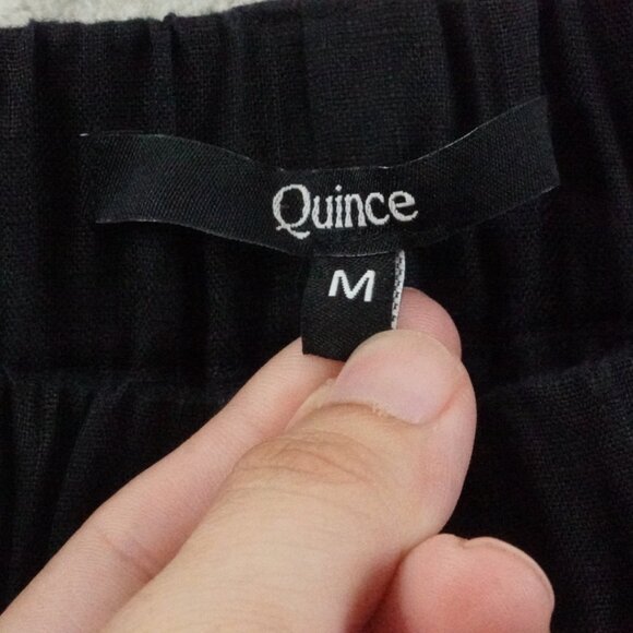 Quince Linen Pull On Pants Womens Medium Black Pull On Stretch Straight Leg - Picture 4 of 11